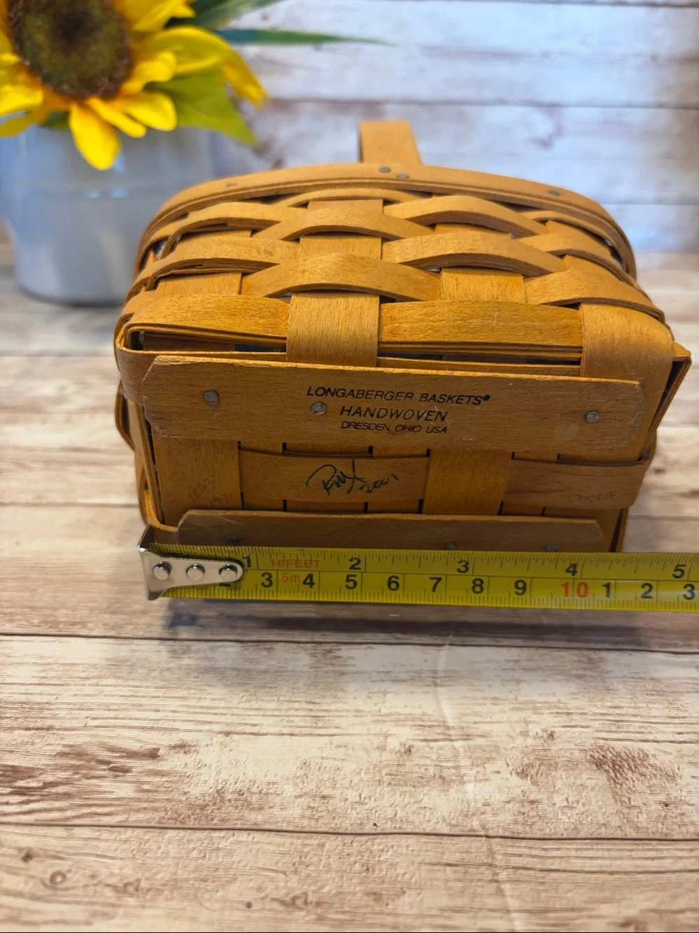 Longaberger Salt Pepper Basket 12044  with Floral Liner & Plastic Protector